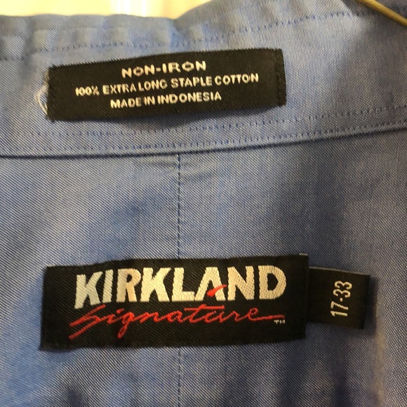 Kirkland shirt Mens 33 iridescent blue long sleeve Button up dress shirt EUC - Picture 3 of 4